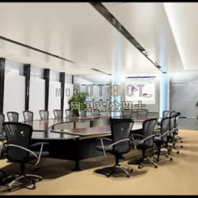 Brown Modern Office Conference Table Interior 3d model