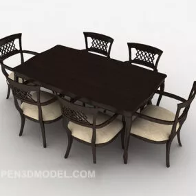Brown Modern Table Chair Common Design 3d model