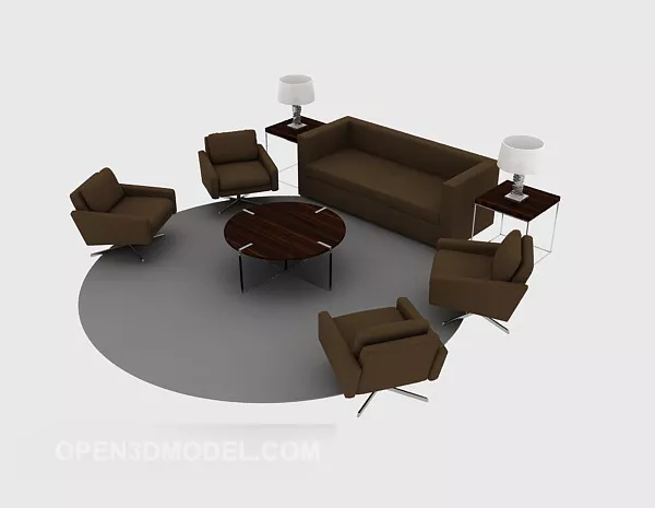 Brown Office Sofa Sets 3d model Brown Office Sofa Sets 3d model