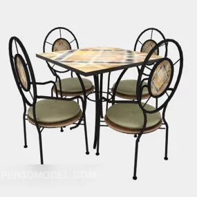 Brown Restaurant Table Chair 3d model