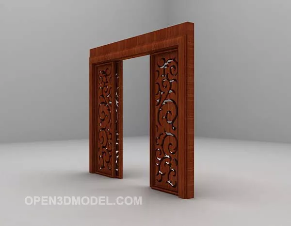Chinese Screen Divider With Side Cabinet 3d model