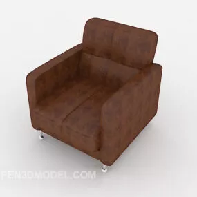 Brown Simple Leather Sofa 3d model