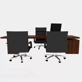 Brown Simple Solid Wood Desk 3d model