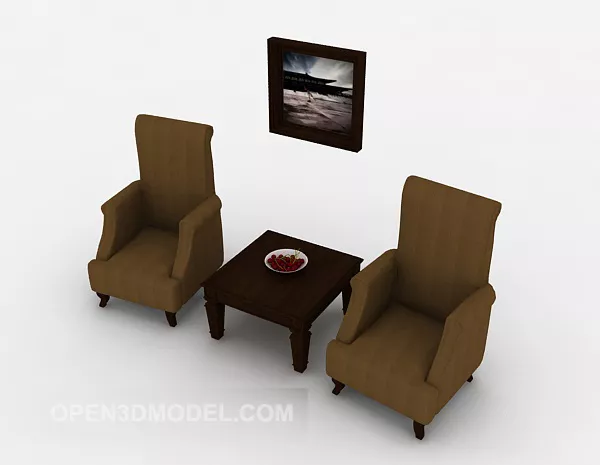 Brown Leather Single Home Sofa Tablet Set 3d model Brown Leather Single Home Sofa Tablet Set 3d model