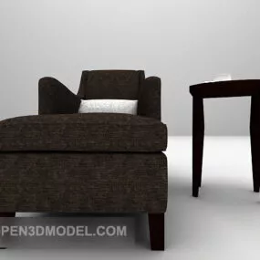 Brown Single Sofa Vintage Furniture 3d model