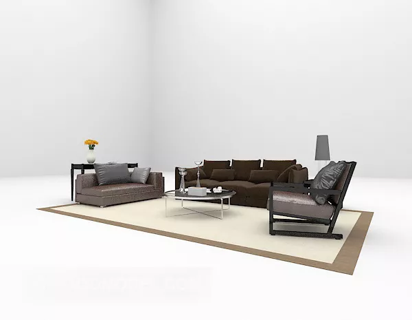 Brown Sofa Combination Furniture Set 3d model Brown Sofa Combination Furniture Set 3d model