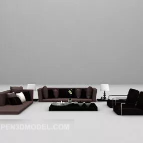 Brown Sofa Furniture With Table 3d model