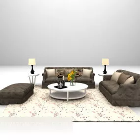 Brown Sofa Large Full Sets 3d model