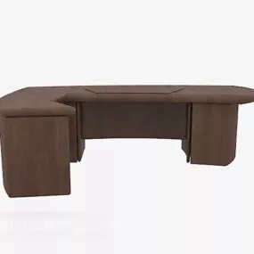 Brown Solid Wood Bench 3d model