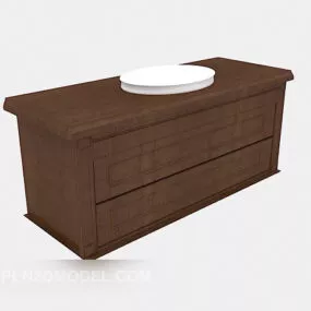 Brown Solid Wood Cabinet 3d model