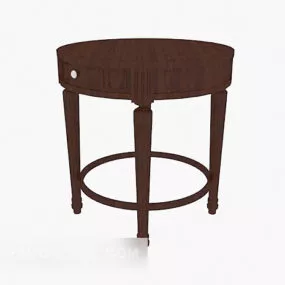Brown Solid Wooden Round Edge Table 3d model