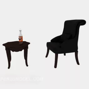 Brown Solid Wood Home Chair 3d model