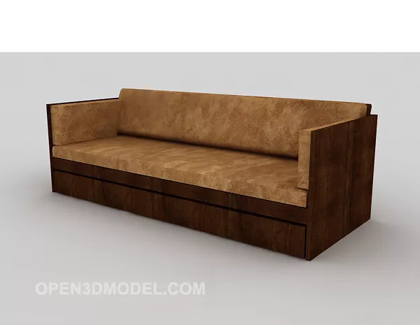 Brown Solid Wood Multi-seaters Sofa 3d model Brown Solid Wood Multi-seaters Sofa 3d model