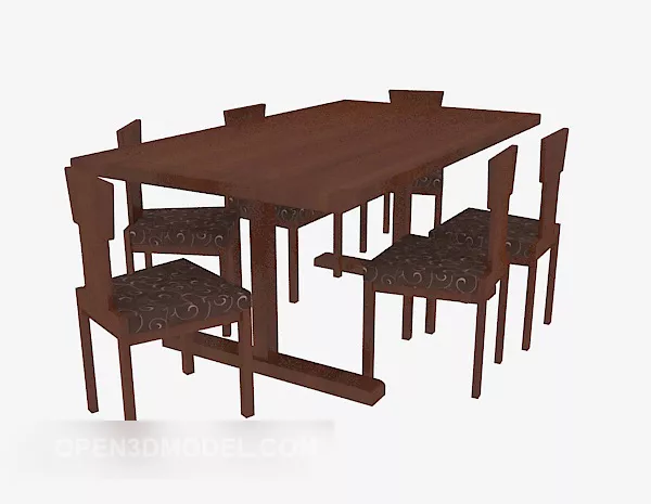 Brown Solid Wood Table Chair 3d model Brown Solid Wood Table Chair 3d model