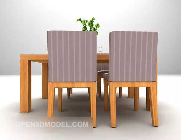 Brown Table And Chair Dinning Set 3d model Brown Table And Chair Dinning Set 3d model