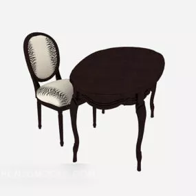 Brown Table And Chair 3d model