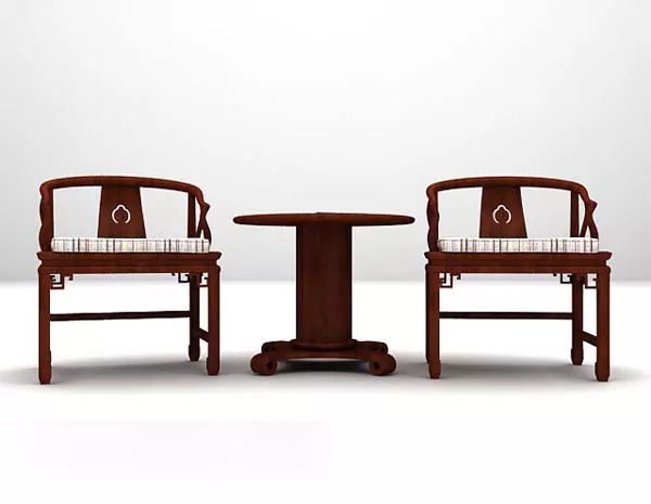 Brown Table And Chair Combination 3d model Brown Table And Chair Combination 3d model
