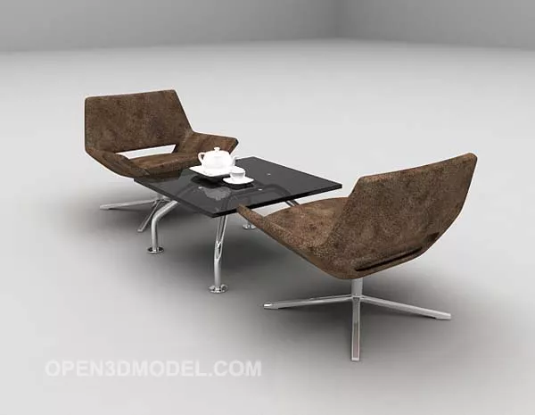 Brown Table And Chairs Modern Style 3d model Brown Table And Chairs Modern Style 3d model