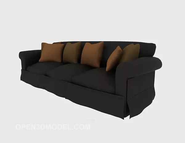 Brown Three-person Sofa 3d model Brown Three-person Sofa 3d model