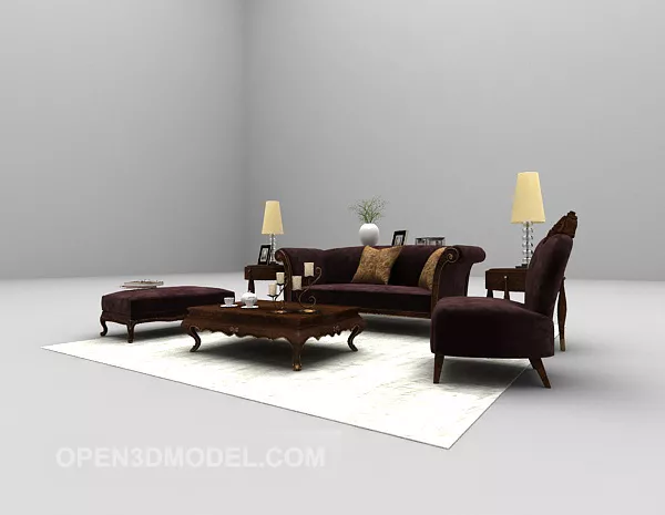 Brown Wood Soho Sofa 3d model Brown Wood Soho Sofa 3d model