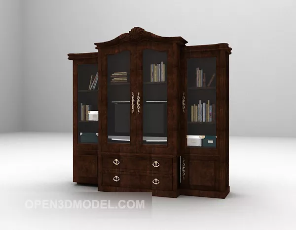 Walnut Bookcase With Shelf 3d model