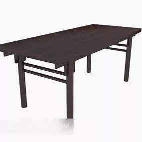 Brown Wood Desk Furniture 3d model