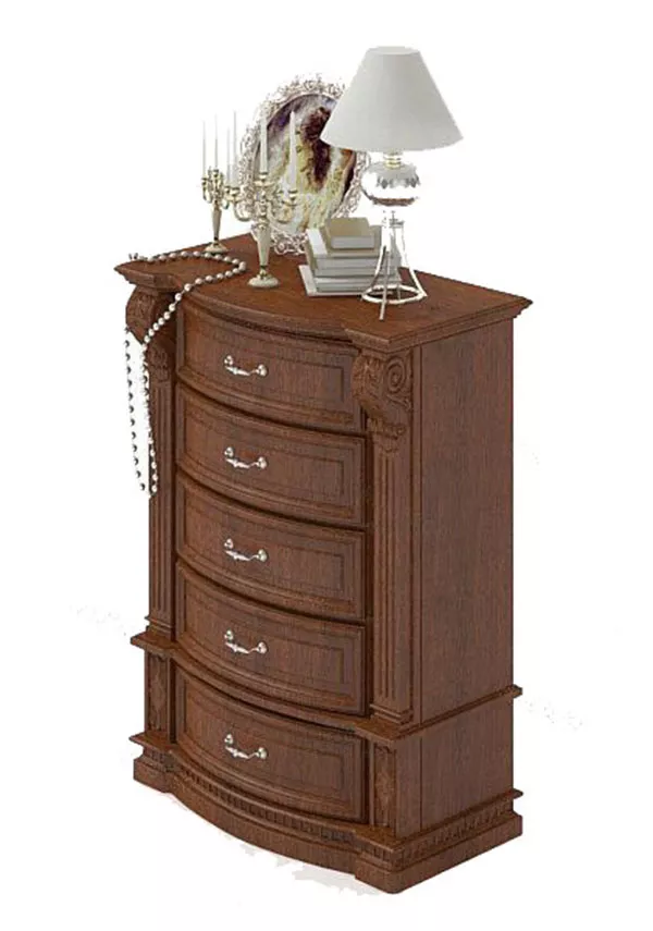 Brown Wood High Cabinet With Tableware 3d model Brown Wood High Cabinet With Tableware 3d model