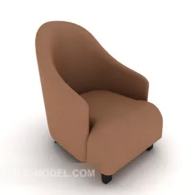 Brown Wood Single Sofa 3d model