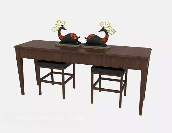 Brown Wooden Chairs Table Furniture 3d model Brown Wooden Chairs Table Furniture 3d model