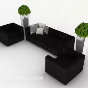 Business Black Simple Sofa Sets 3d model