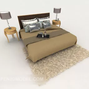 Design Of Brown Double Bed 3d model