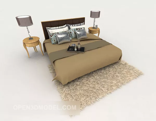 Design Of Brown Double Bed 3d model Design Of Brown Double Bed 3d model
