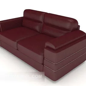 Business Dark Red Double Sofa 3d model