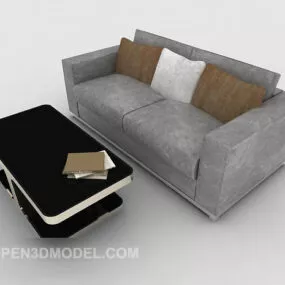 Business Grey Simple Double Sofa 3d model