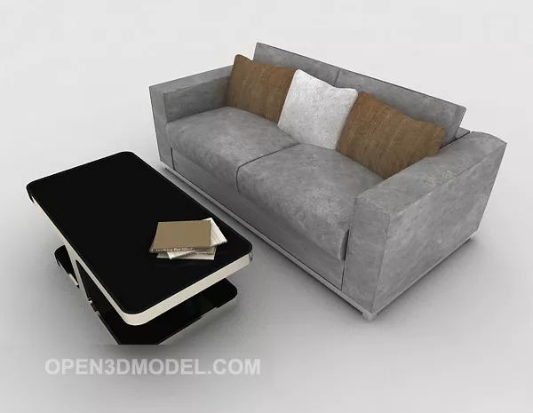 Business Grey Simple Double Sofa 3d model Business Grey Simple Double Sofa 3d model