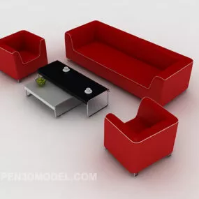 Business Red Combination Sofa 3d model