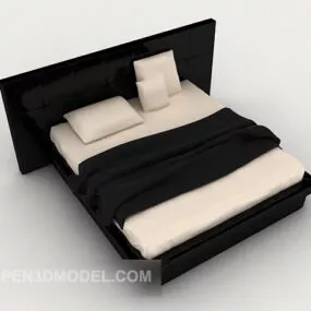 Business Simple Black Double Bed 3d model