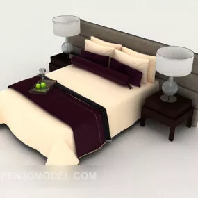 Business Simple Double Bed 3d model