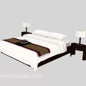 Business White Double Bed 3d model