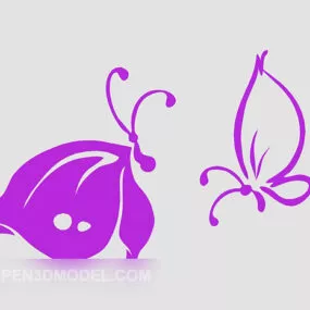Butterfly Wall Floral Decor 3d model