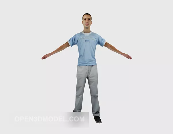 Cartoon Man With Rigged 3d model