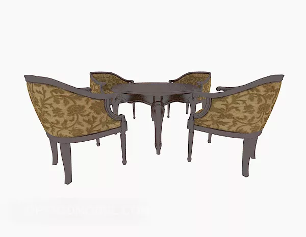 Casual Vintage Table And Chair 3d model Casual Vintage Table And Chair 3d model