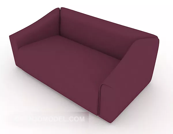 Casual Minimalist Purple Double Sofa 3d model Casual Minimalist Purple Double Sofa 3d model