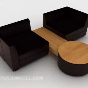 Casual Design Dark Brown Table Chair Set 3d model