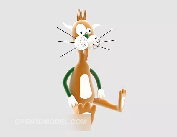 Outline Cat Character 3d model