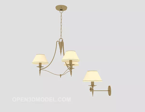Chandelier, Wall Lamp Combination 3d model Chandelier, Wall Lamp Combination 3d model