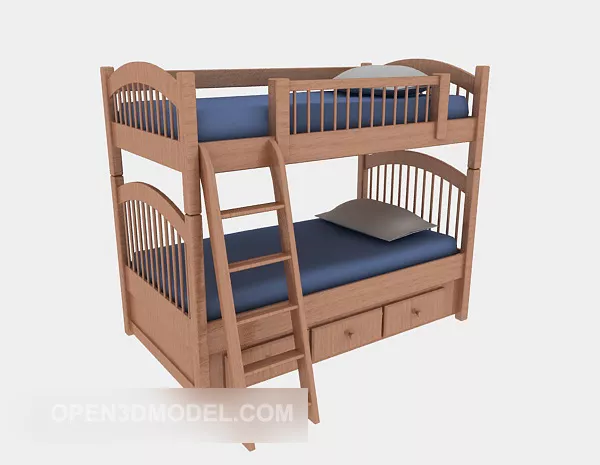 Children Bunk Bed Wooden 3d model Children Bunk Bed Wooden 3d model