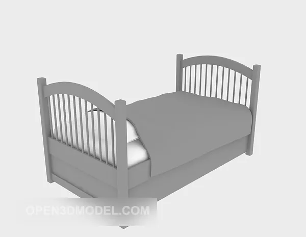 Children Solid Wood Bed Grey Painted 3d model Children Solid Wood Bed Grey Painted 3d model