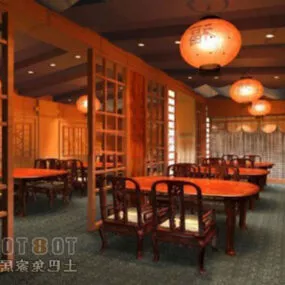 Chinese Restaurant Furniture Interior 3d model