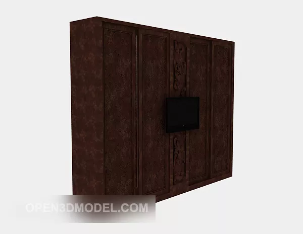 Chinese Tv Wall Wooden 3d model Chinese Tv Wall Wooden 3d model